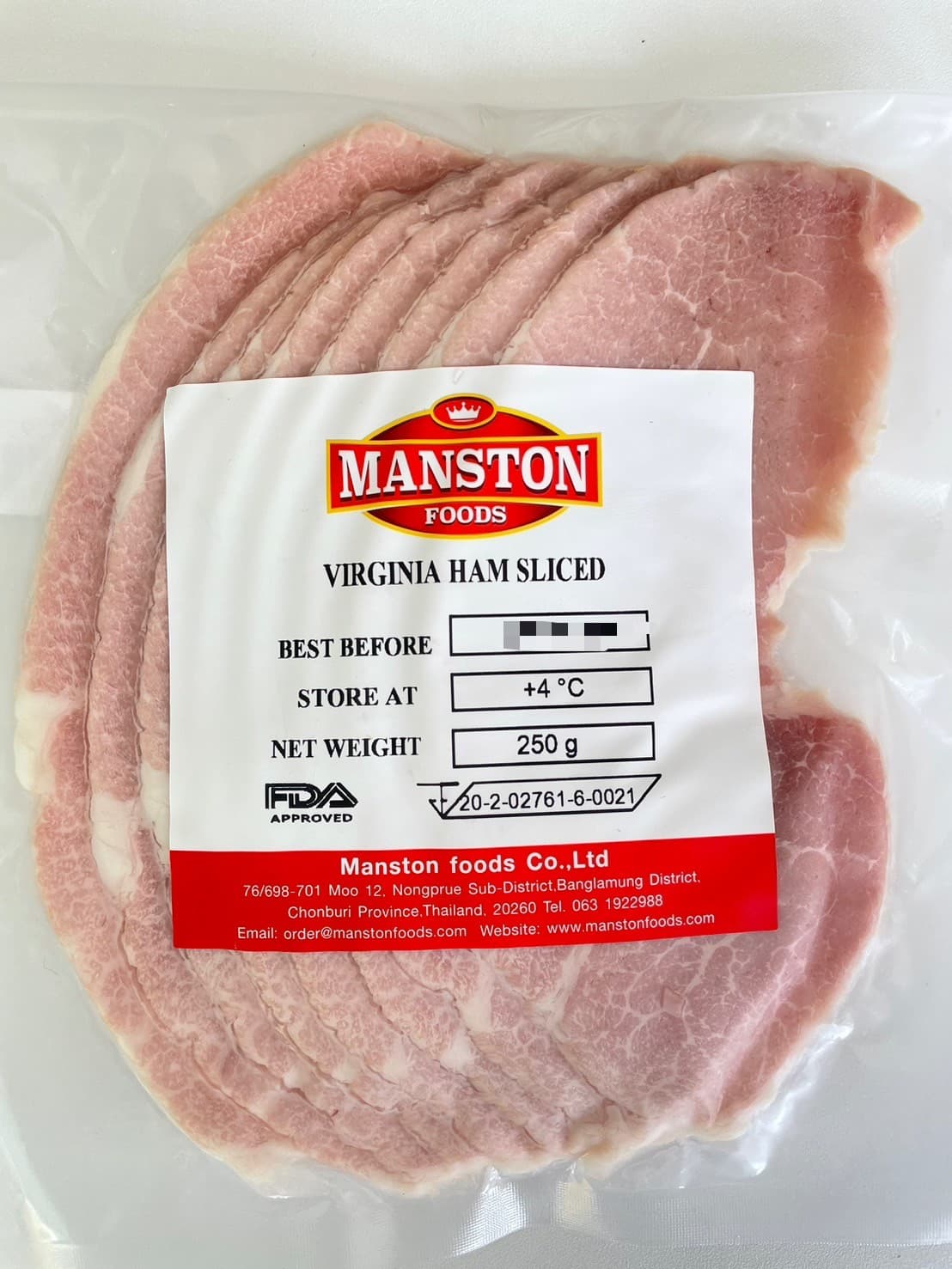Manston Virginia Ham Sliced 250g
