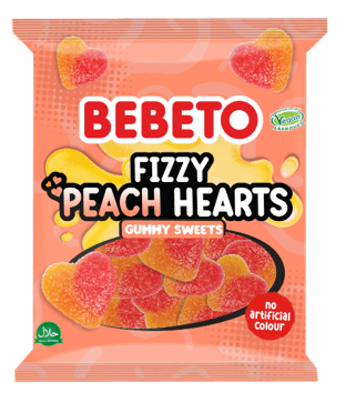 Bebeto Fizzy Peach Hearts 150g