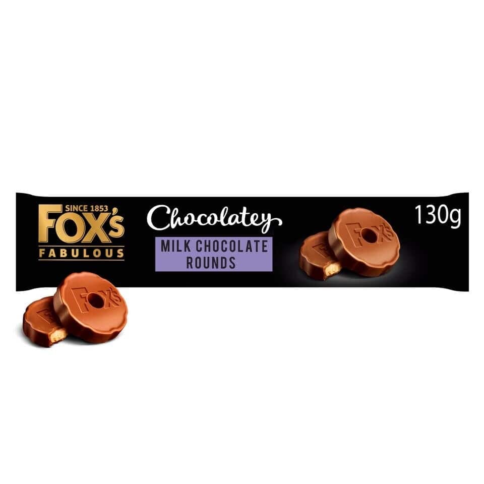 Fox’s Fabulous Chocolatey Milk Chocolate Rounds 130g (BBF 24/10/26)
