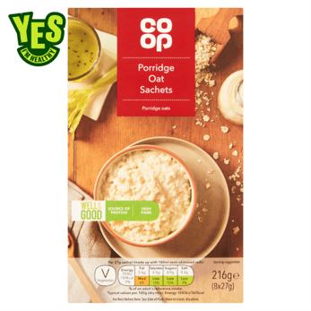 Co-op High Fibre Original Porridge Sachets 27g x 8