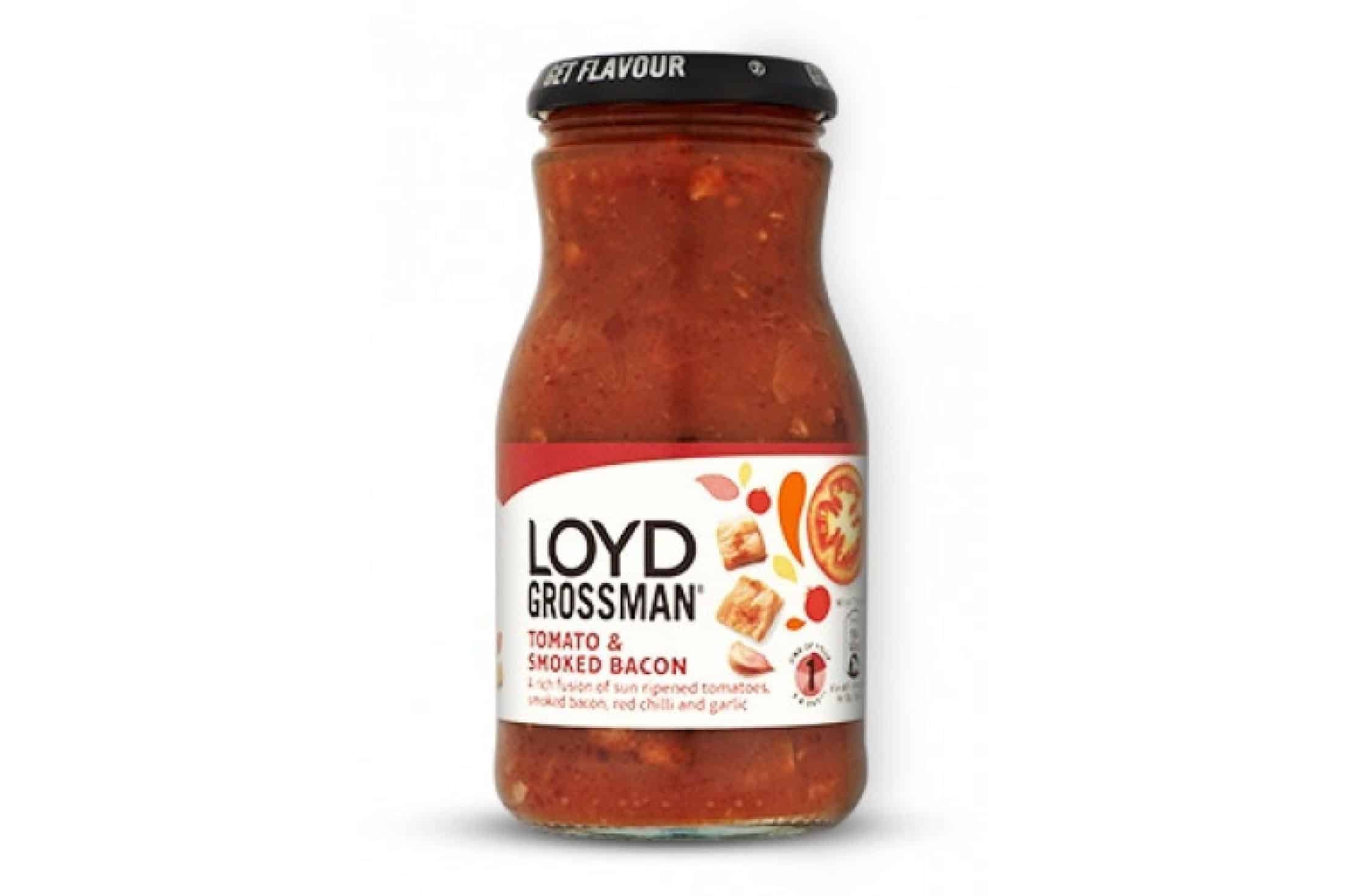 Loyd Grossman Smokey Bacon Pasta Sauce - 350g Jar, Tomato & Smoked Bacon Sauce With Garlic & Chili