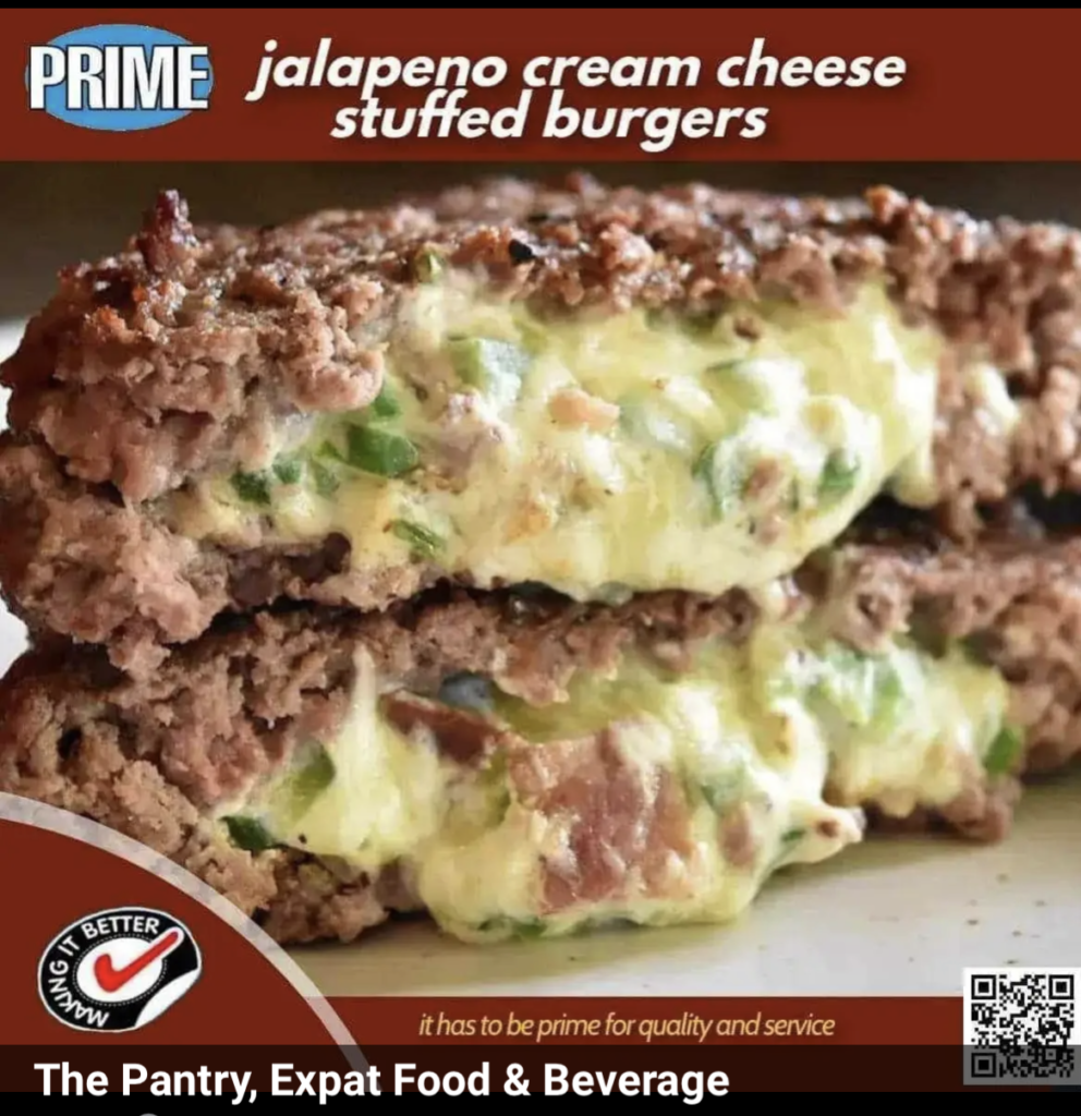 Prime Jalapeno Cream Cheese Stuffed Burgers 200g x 2 The Pantry Expat
