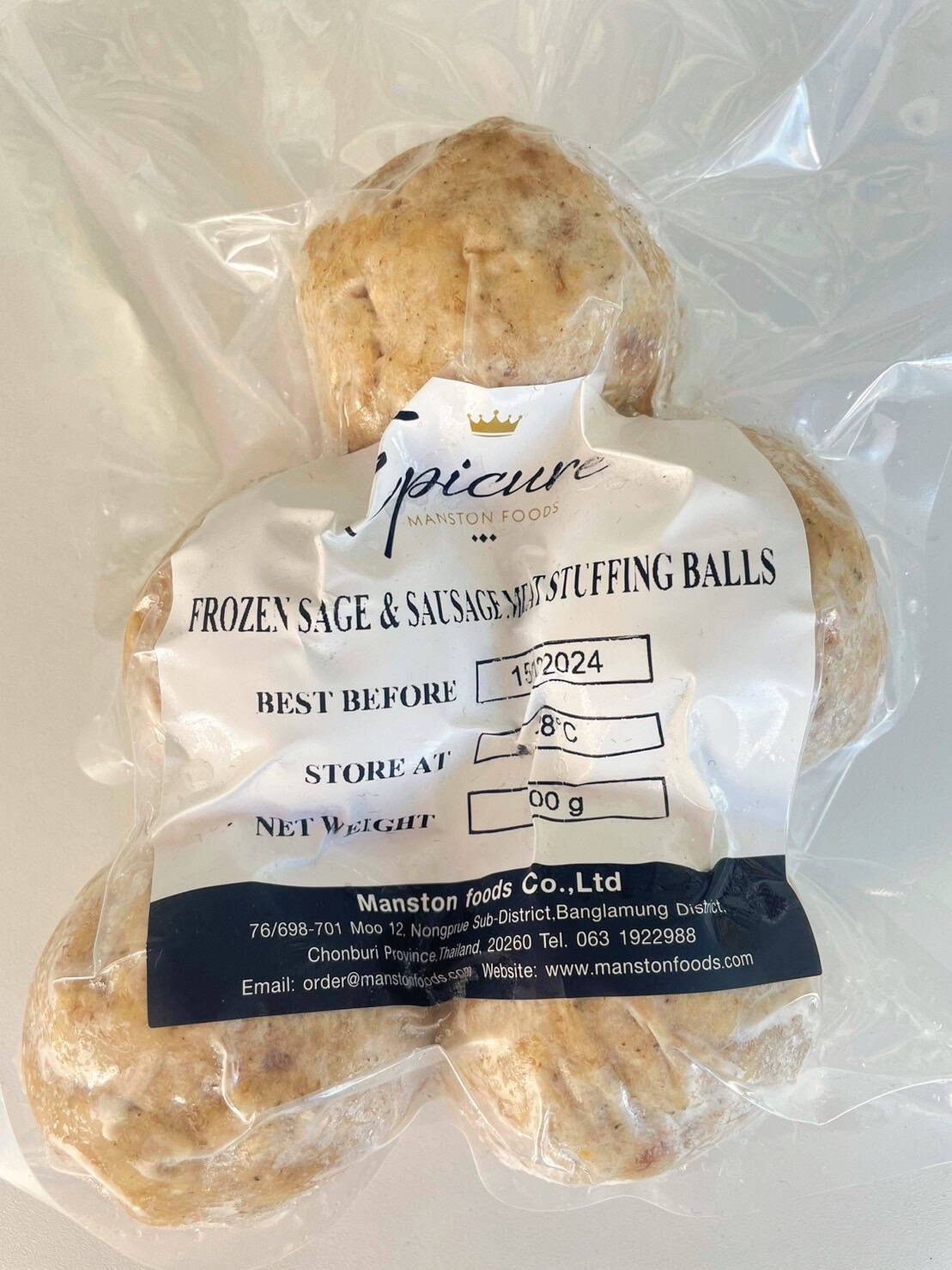 Manston Epicure Frozen Sage & Sausage Meat Stuffing Balls 500g The