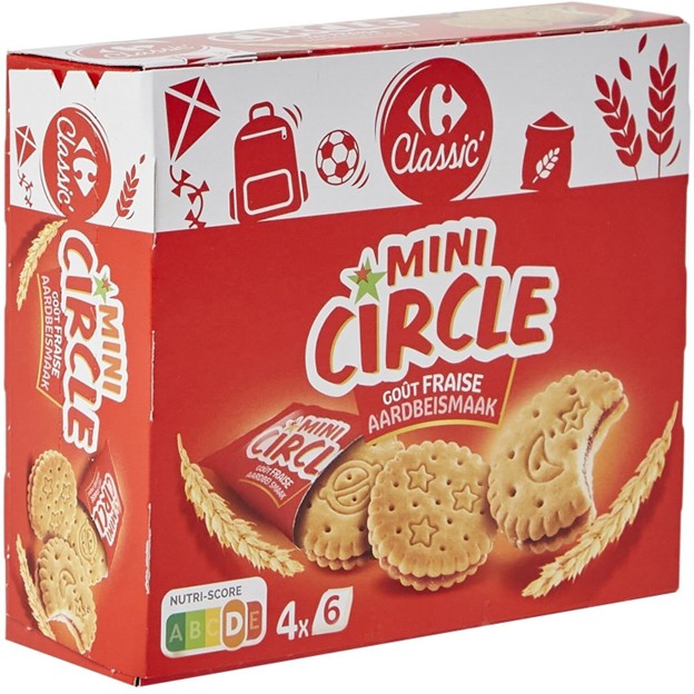 Carrefour Classic Mini Circle Strawberry Flavour 168g