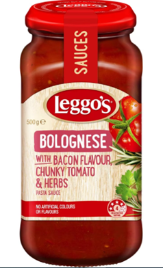 Leggo's Bolognese With Bacon Flavour Chunky Tomato & Herbs Pasta Sauce 500g